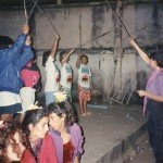 Girls rehearsing for fire show