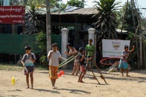 S4SK social circus kids in Pearle, Mingaladon, north of Yangon